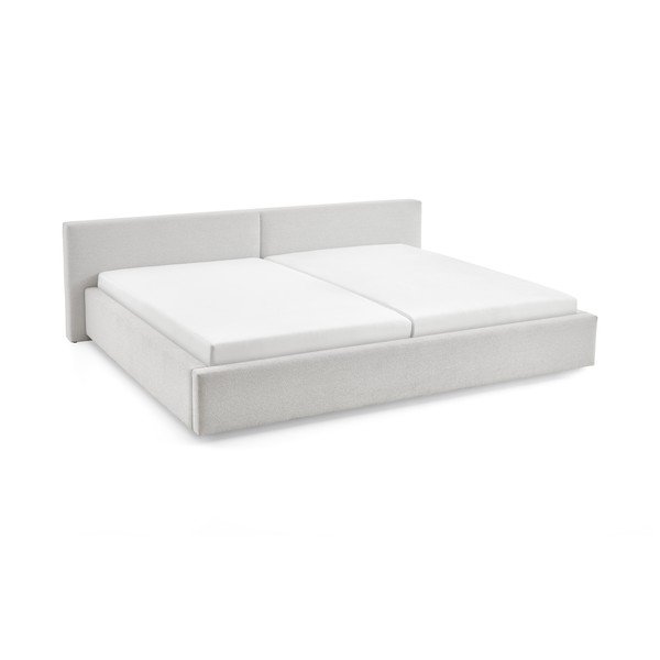 Pelēka polsterēta divvietīga gulta ar veļas kasti ar redelēm 200x240 cm Cube – Meise Möbel