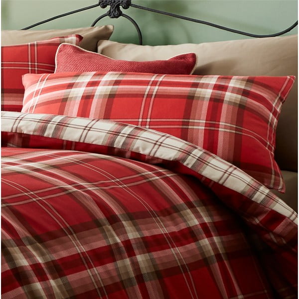 Sarkana vienvietīga gultas veļa Catherine Lansfield Kelso Red, 135 x 200 cm-image-1