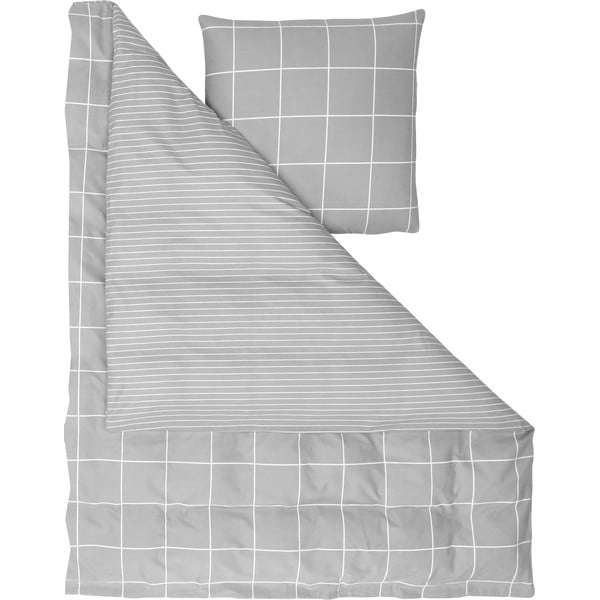 Pelēka flaneļa vienguļamā gultas veļa Westwing Collection, 155 x 220 cm