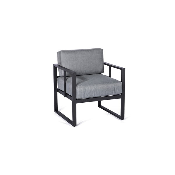 Grafīta pelēks dārza krēslu komplekts Bellisima un melns galds Loris, ø 35 cm-image-1