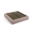 Gaiši rozā polsterēta divvietīga gulta ar veļas kasti un redelēm 200x200 cm Simon – Micadoni 