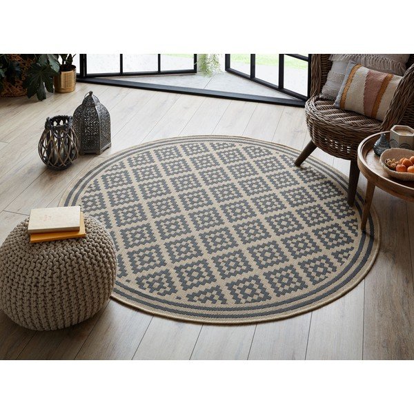 Pelēks/bēšs apaļš āra paklājs ø 160 cm Moretti – Flair Rugs-image-2