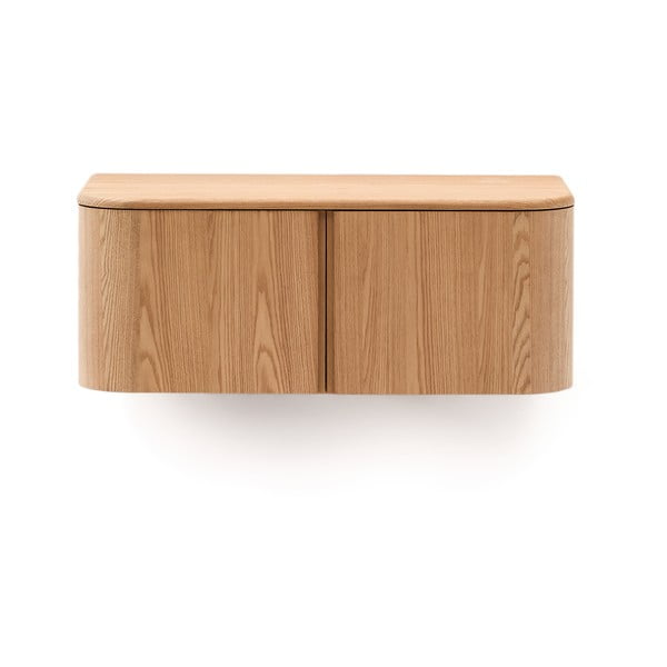 Dabīga toņa piekarams skapītis zem izlietnes ar oškoka imitāciju 90x35 cm Salaya – Kave Home