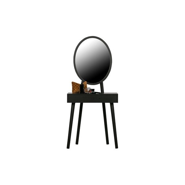 Melns tualetes galdiņš ar priedes koka kājām WOOOD Vanity-image-2