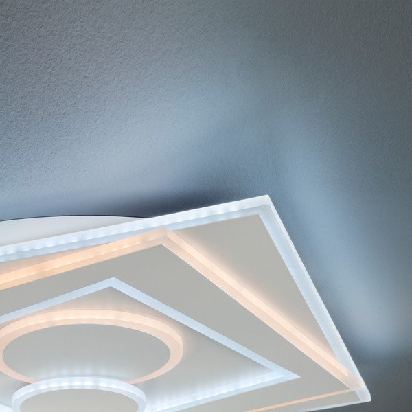 Balta metāla LED griestu lampa ar tālvadību/ar regulējamu spilgtumu 50x50 cm Ratio – Fischer & Honsel-image-2