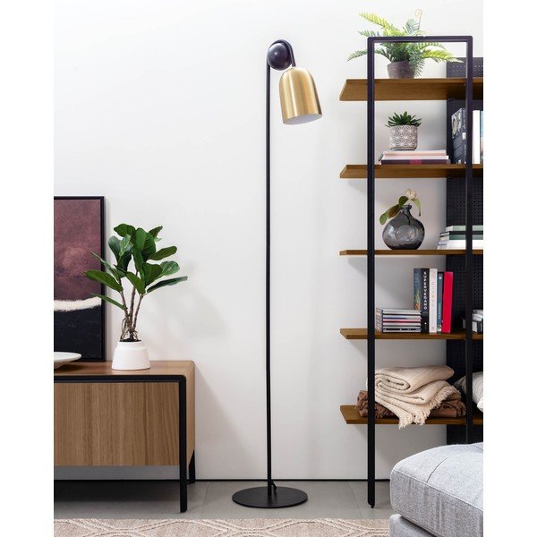 Melna/zelta krāsas stāvlampa ar metāla abažūru (augstums 180 cm) Natsumi – Kave Home-image-1