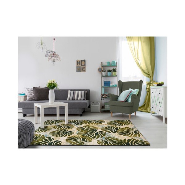 Zaļš un bēšs paklājs Universal Tropics Multi, 140 x 200 cm-image-1