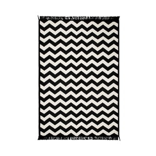 Melnbalts divpusējs paklājs Zig Zag 80 x 150 cm