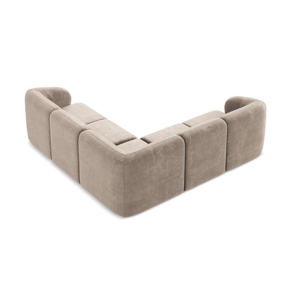 Gaiši brūns stūra dīvāns no šenila auduma Lani – Makamii-image-3