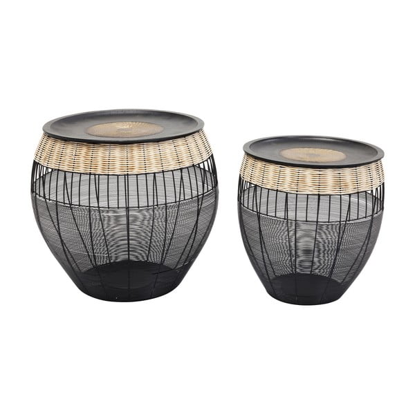 2 melnu sānu galdiņu komplekts Kare Design African Drums