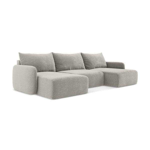 Gaiši pelēks salokāms/ar uzglabāšanas vietu stūra dīvāns Kalena – Makamii-image-1