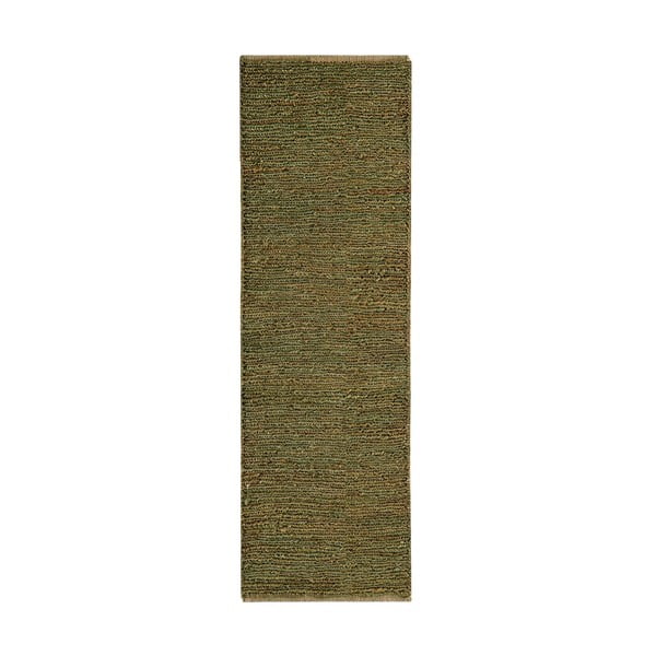 Tumši zaļš ar rokām darināts džutas celiņa paklājs 66x200 cm Soumak – Asiatic Carpets
