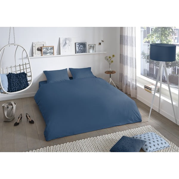 Zila divguļamā kokvilnas gultasveļa Good Morning Universal, 200 x 220 cm-image-1