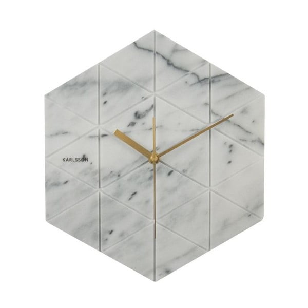 Balts sienas pulkstenis Karlsson Hexagon
