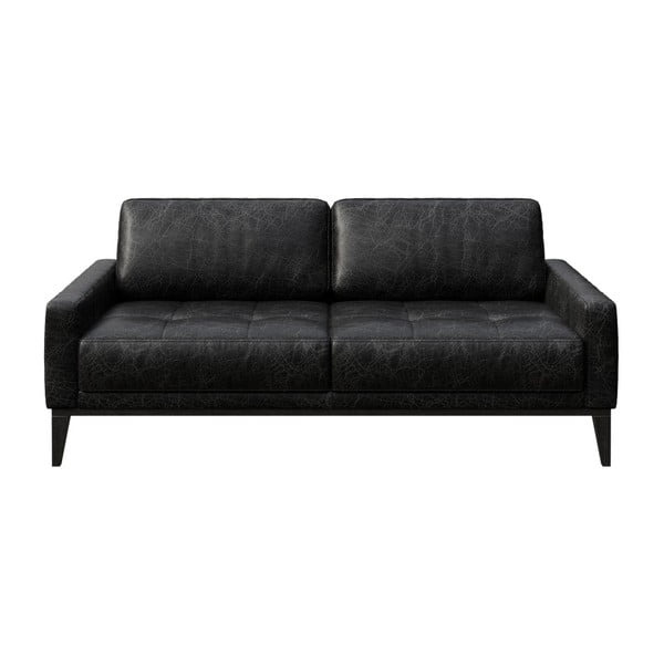 Melns ādas dīvāns MESONICA Musso Tufted, 173 cm