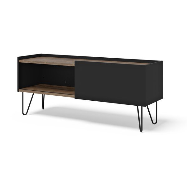 Melns/brūns TV galdiņš ar riekstkoka imitāciju 140x59 cm Nina – TemaHome-image-2