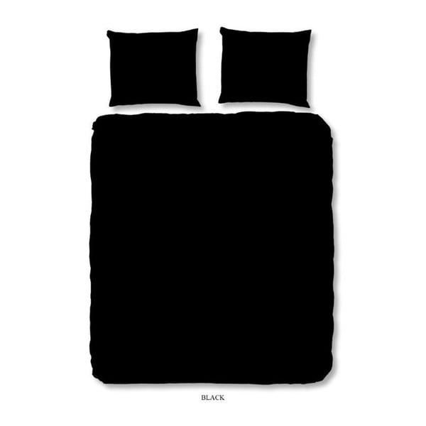 Melna kokvilnas vienvietīga gultas pārklājs Good Morning Basso Uni, 140 x 200 cm
