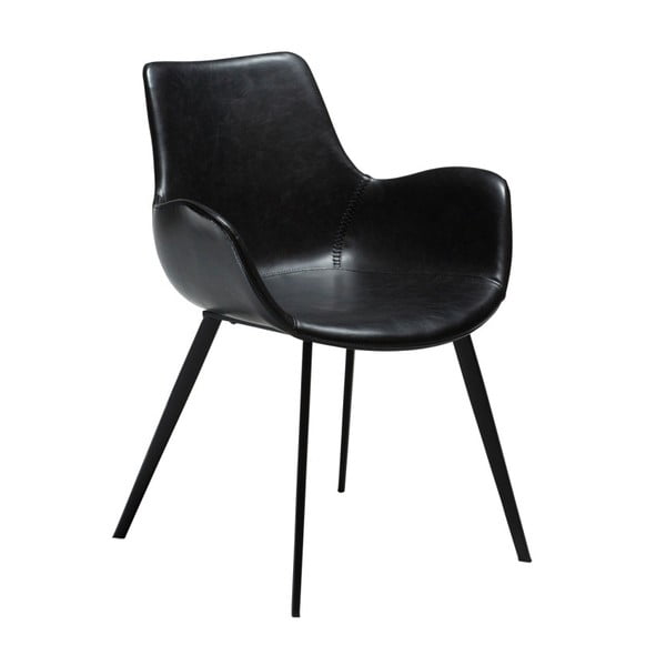 Melns mākslīgās ādas dekorss ēdamistabas krēsls ar roku balstiem DAN-FORM Denmark Hype