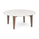 Balts/dabīga toņa apaļš žurnālgaldiņš ar marmora virsmu ø 75 cm Sylvester – Bizzotto