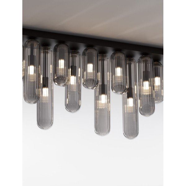 Pelēka stikla griestu lampa ar stikla abažūru 10x72 cm Gustave – Nova Luce-image-4
