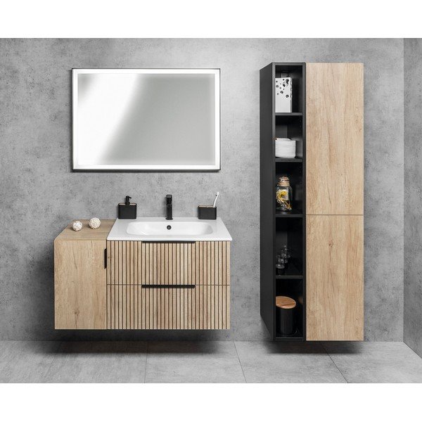 Dabīga toņa piekarams skapītis bez izlietnes un ar ozolkoka imitāciju 58x54 cm Cirasa – Sapho-image-1