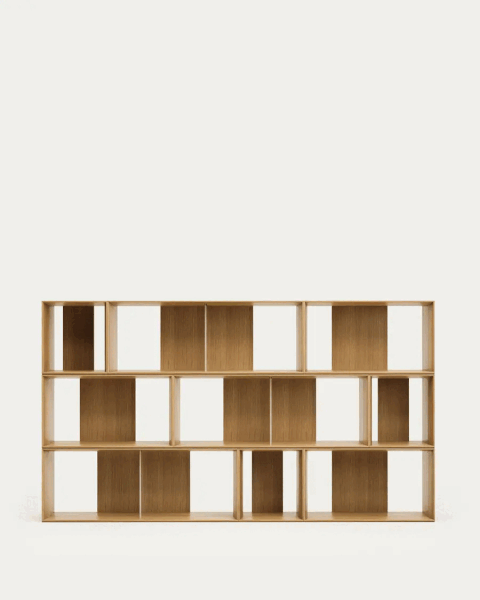 Dabīga toņa modulārā plauktu sistēma ar ozolkoka imitāciju (9 gab.) 202x114 cm Litto – Kave Home-image-4