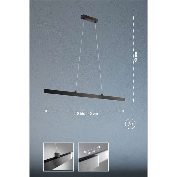 Melna LED piekaramā lampa ar regulējamu spilgtumu Orell – Fischer & Honsel-image-3