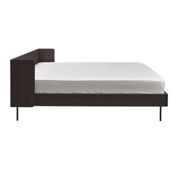 Melna divvietīga gulta ar ozolkoka imitāciju 180x200 cm Wrap – Bonami Selection-image-2