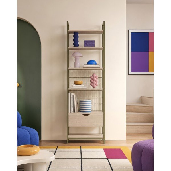 Zaļš tērauda grāmatplaukts 60x179,5x40 cm Amara – Marckeric-image-2