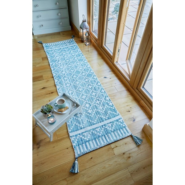 Bēšs un zils kokvilnas paklājs Flair Rugs Leela, 60 x 200 cm-image-1