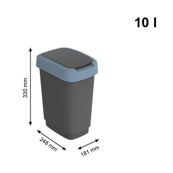 Pārstrādātas plastmasas atkritumu tvertne 10 L Twist – Rotho-image-3