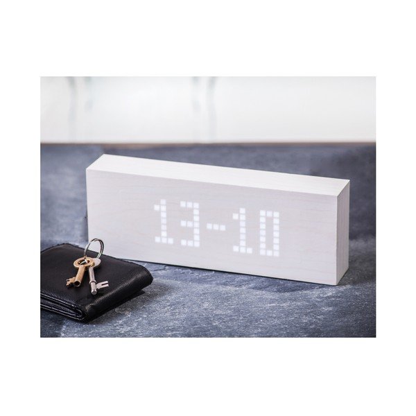 Balts modinātājs ar baltu LED displeju Gingko Message Click Clock-image-4