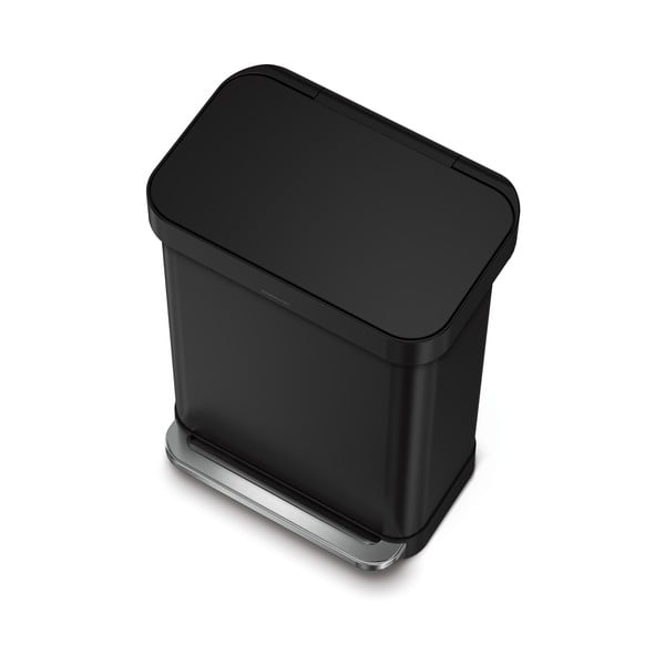 Matēti melna tērauda atkritumu tvertne ar pedāli 55 l – simplehuman-image-3