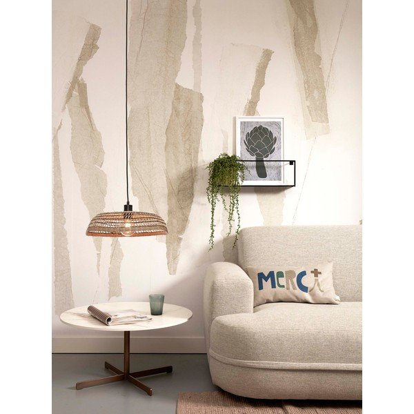 Melna/dabīga toņa piekaramā lampa ar jūraszāles abažūru ø 45 cm Pantanal – Good&Mojo-image-4