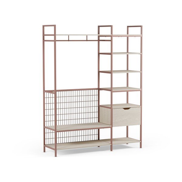 Terakotas oranžs atvērta tipa tērauda drēbju skapis 140x179,5x40 cm Amara – Marckeric