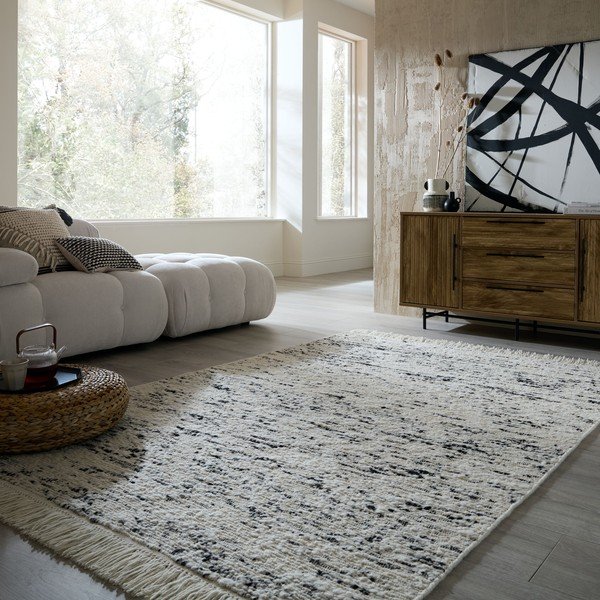 Pelēks/ziloņkaula krāsas ar rokām darināts vilnas paklājs 140x200 cm Ellsa  – Flair Rugs-image-1