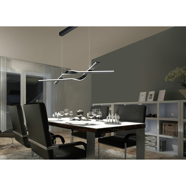 Melna LED piekaramā lampa ar metāla abažūru Cicenza – CINQUE-image-1