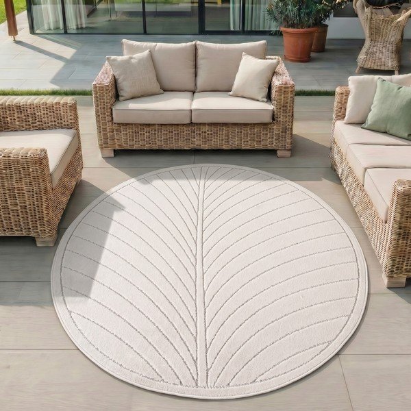 Krēmkrāsas apaļš iekštelpu un āra paklājs ø 80 cm Nova 1204 – Ayyildiz Carpets-image-1
