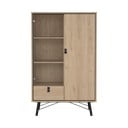 Dabīga toņa vitrīna ar ozolkoka imitāciju 102x162x40 cm Ry – Tvilum