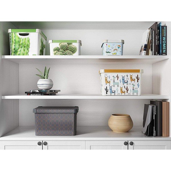 Tumši pelēka uzglabāšanas kaste ar vāku Curver Art Deco, 22 l-image-1