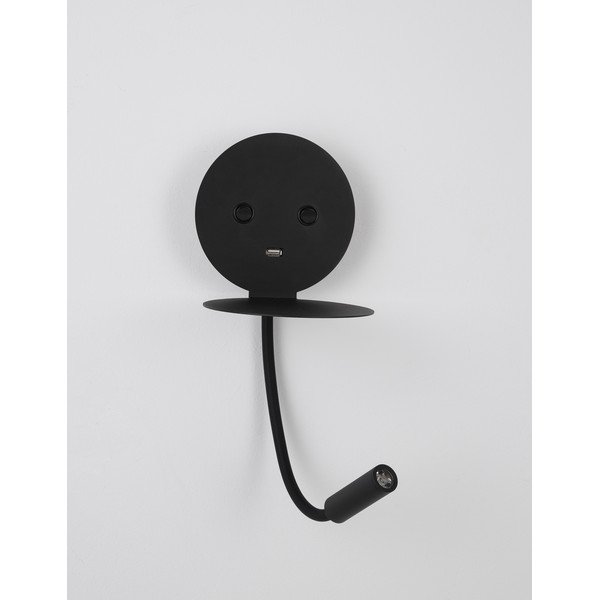 Melna alumīnija LED sienas lampa ar saliekamu konstrukciju/ar USB portu Eclip – Nova Luce-image-3