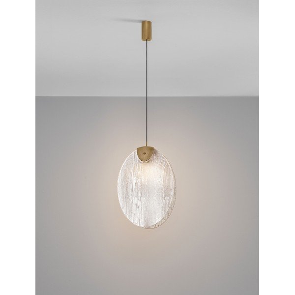 Misiņa krāsas tērauda LED piekaramā lampa ar stikla abažūru Shelina – Nova Luce-image-3