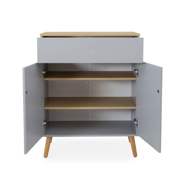 Pelēka kumode ar ozolkoka kājām Tenzo Dot, platums 79 cm-image-2