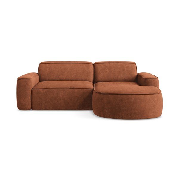 Terakotas oranžs stūra dīvāns no šenila auduma (ar labo stūri/ar zvilni) Omao – Makamii