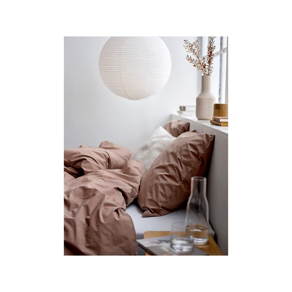 Brūna divguļamā gultas veļa no kokvilnas perkala 200x220 cm Crisp – Södahl-image-2