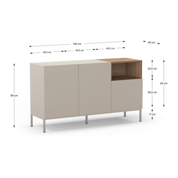 Dabīga toņa kumode 140x80 cm Cailin – Marckeric-image-3