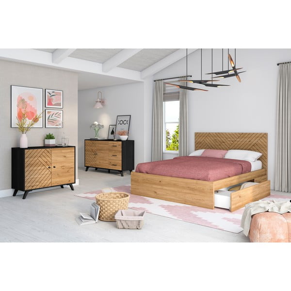 Balta/dabīga toņa atvilktne zem gultas Zebra – Marckeric-image-1