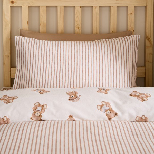 Krēmkrāsas vienguļamā flaneļa bērnu gultas veļa 135x200 cm Brushed Teddy Bear – Catherine Lansfield-image-2