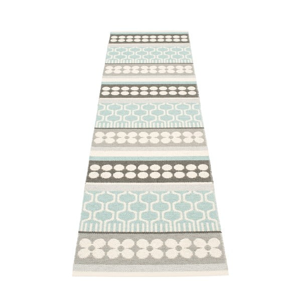 Pelēks/tirkīzzils iekštelpu un āra celiņa paklājs 70x270 cm Asta Pale Turquoise – Pappelina
