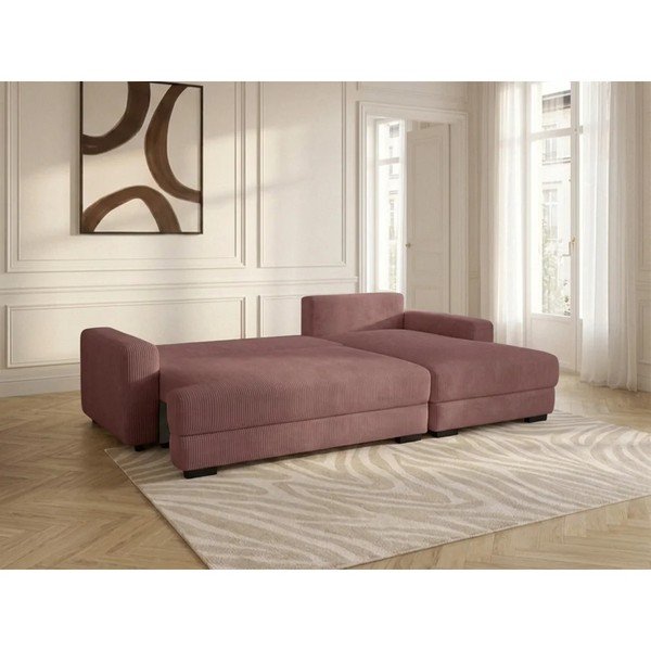 Rozā velveta salokāms/ar uzglabāšanas vietu stūra dīvāns (ar labo stūri/ar zvilni) Campi – Bobochic Paris-image-3
